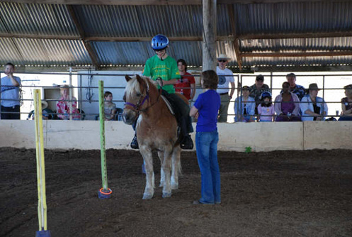 Alexandra Szymanska 지도사 선생님이 CA의 San Martin에 있는 DreamPower horsemanship에서 학생을 지도하는 모습